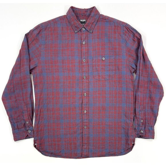 Todd Snyder Mens Shirt 100% Linen Plaid Size Medium Button Down Long Sleeve - Picture 1 of 12